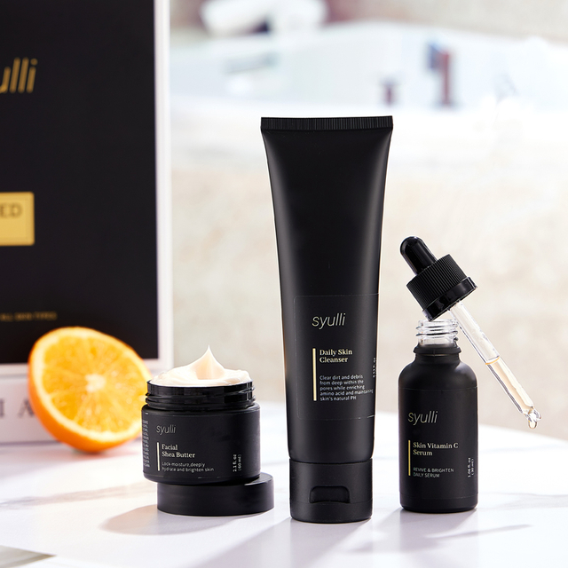 Productos antienvejecimiento orgánicos naturales de etiqueta privada, crema para el cuidado de la piel Facial VC, limpiador de suero, juego de cuidado de la piel para hombres de 3 piezas