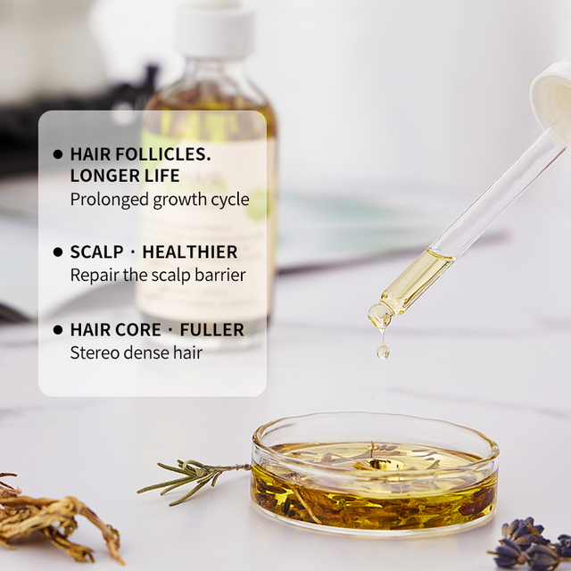 Elixir de crecimiento del cabello a base de hierbas Syulli con romero y menta | 8 extractos de plantas | Tratamiento del cuero cabelludo | Venta al por mayor y OEM