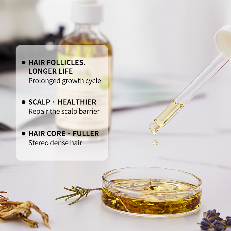 Elixir de crecimiento del cabello a base de hierbas Syulli con romero y menta | 8 extractos de plantas | Tratamiento del cuero cabelludo | Venta al por mayor y OEM