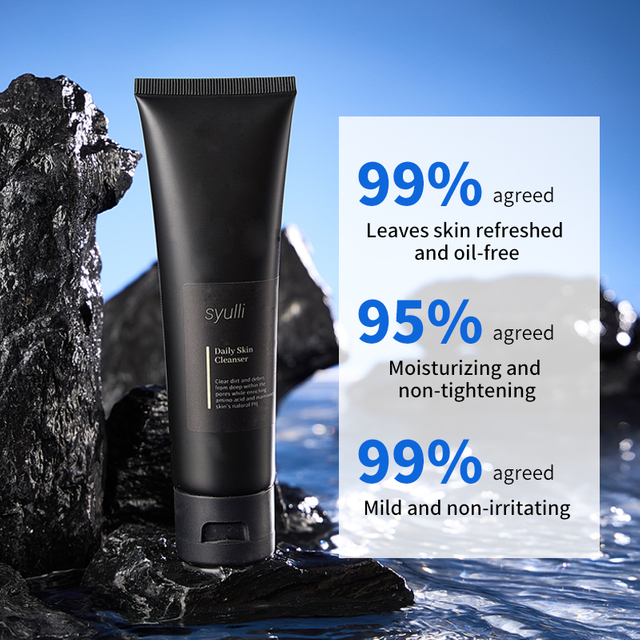 Limpiador en crema diario orgánico natural de marca privada, lavado de cara para hombres con aminoácidos suaves y control de aceite, limpieza profunda